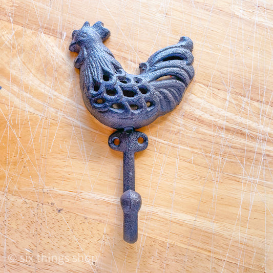 Cast iron rooster bird wall hook