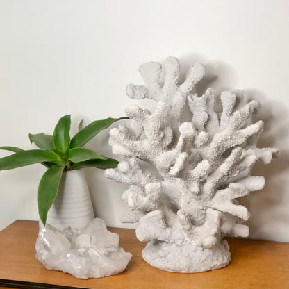 Coral faux decor white XL