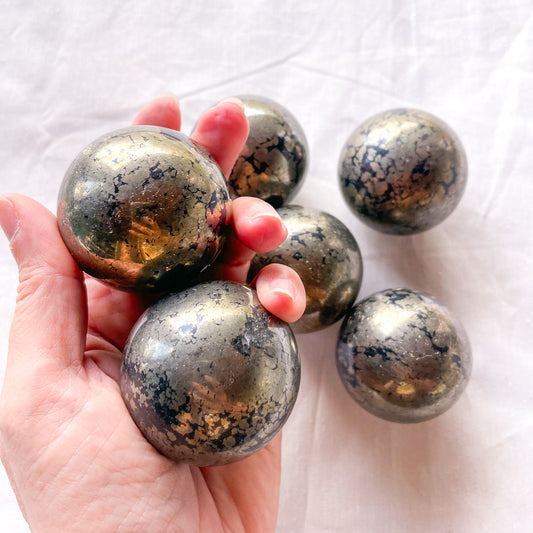Pyrite healers gold crystal sphere