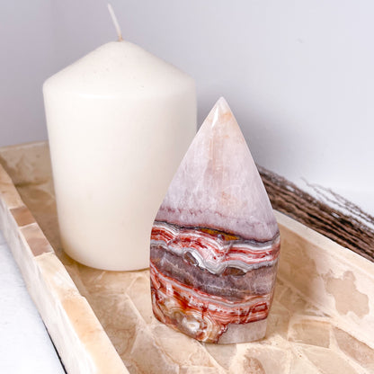 Purple Amethyst + Mexican Lace Agate Crystal flame