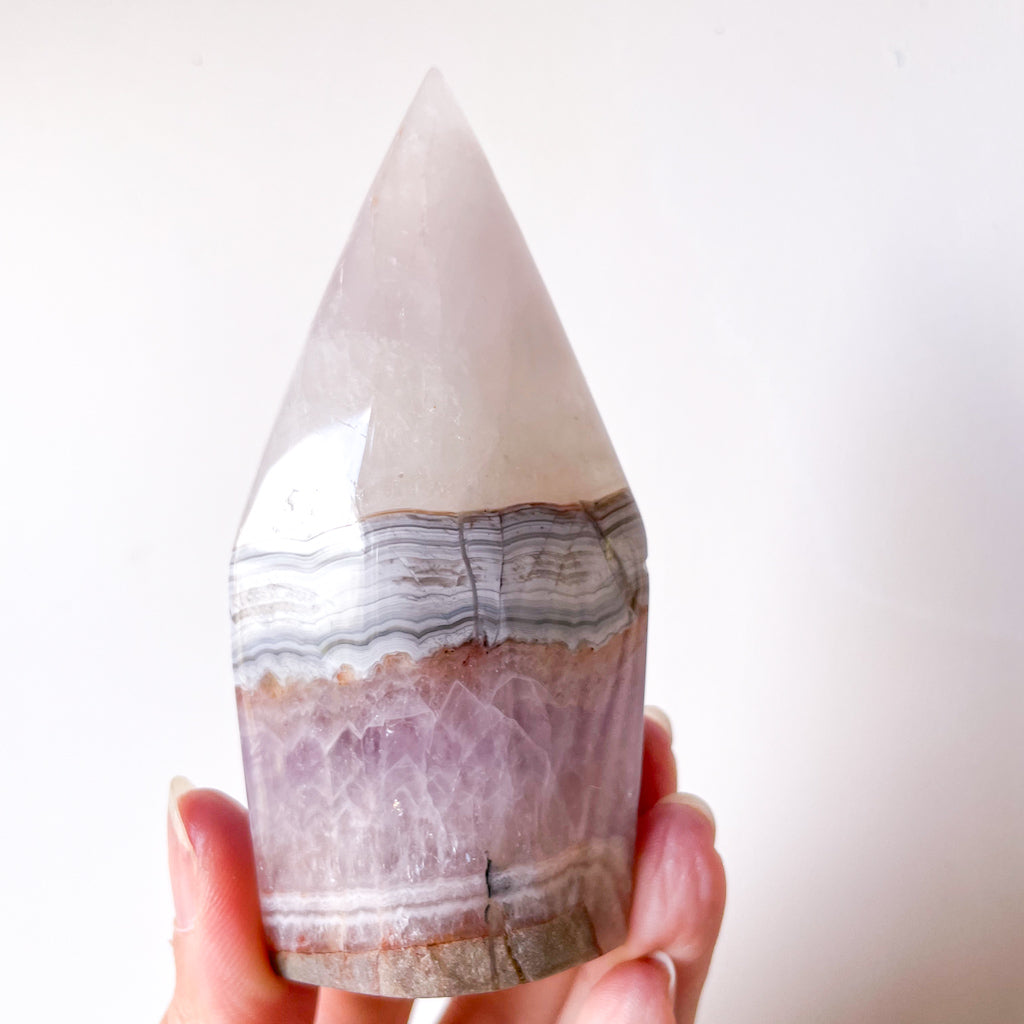 Purple Amethyst + Mexican Lace Agate Crystal flame