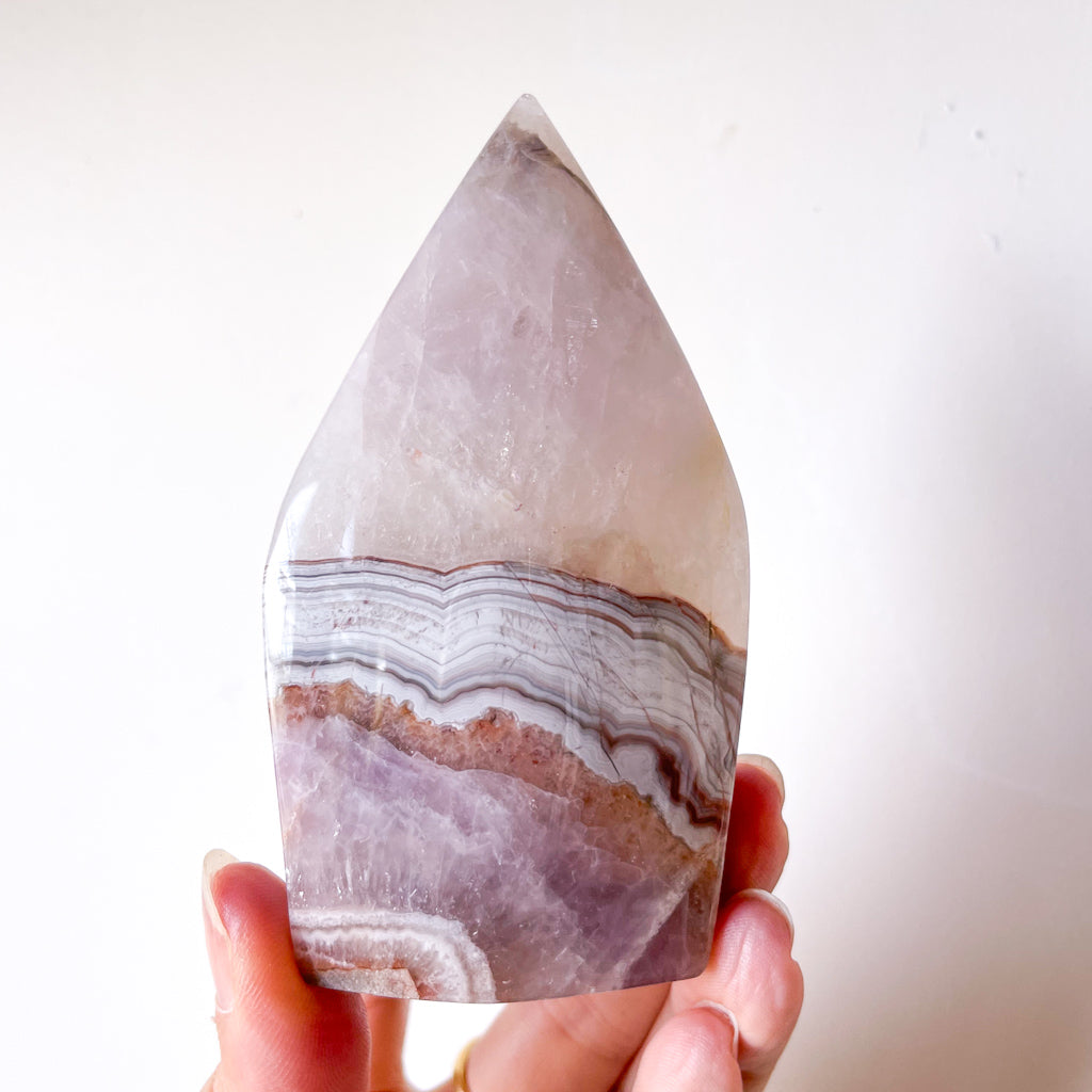 Purple Amethyst + Mexican Lace Agate Crystal flame