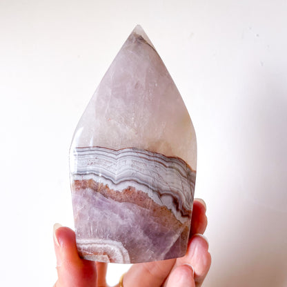 Purple Amethyst + Mexican Lace Agate Crystal flame
