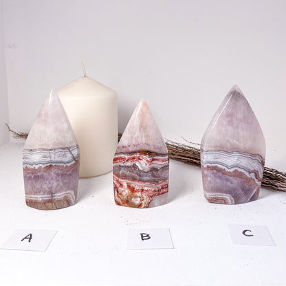 Purple Amethyst + Mexican Lace Agate Crystal flame