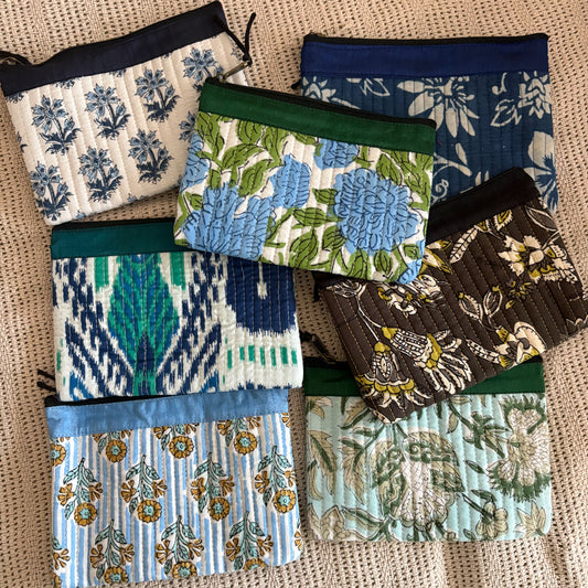 Kantha cotton zip purse bag