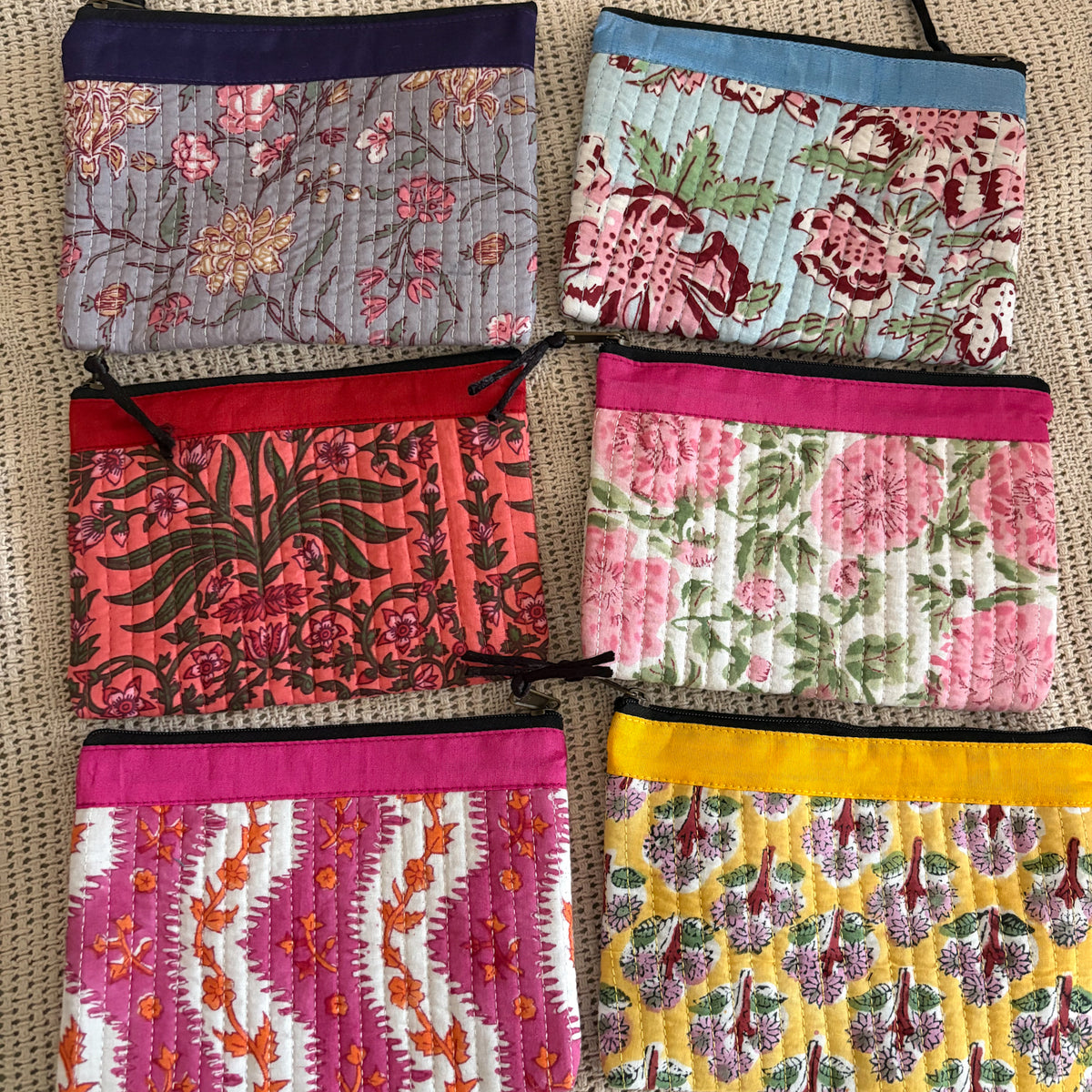 Kantha cotton zip purse bag