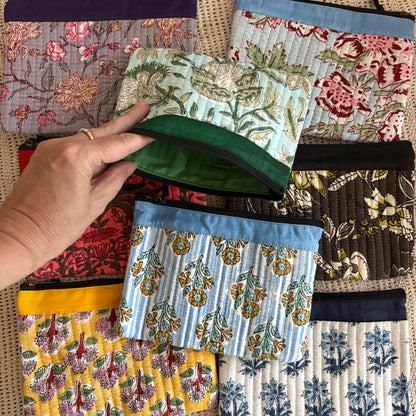 Kantha cotton zip purse bag
