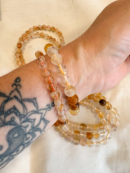 Citrine, Golden healer or Yellow Jade crystal bead bracelet