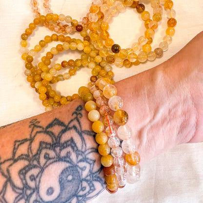Citrine, Golden healer or Yellow Jade crystal bead bracelet