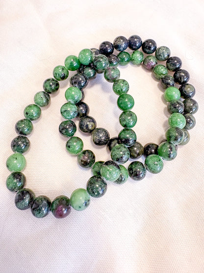 Ruby Zoisite crystal bead bracelet