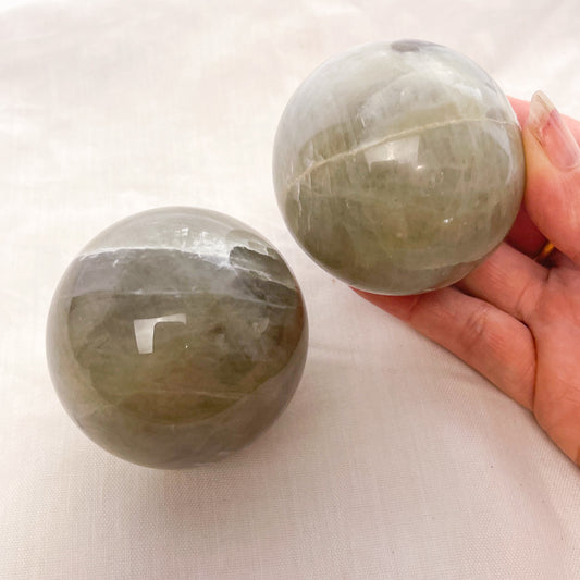 Green Moonstone goddess crystal sphere
