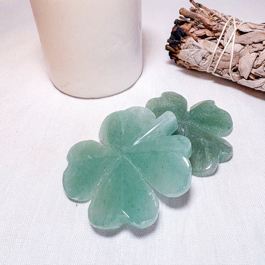 Green Aventurine Crystal lucky 4 leaf clover