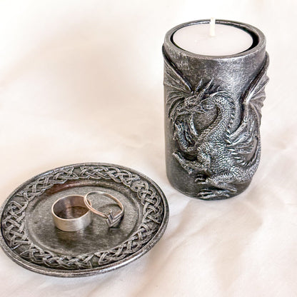 Dragon candle holder & Celtic knot trinket dish