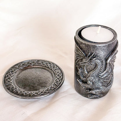 Dragon candle holder & Celtic knot trinket dish