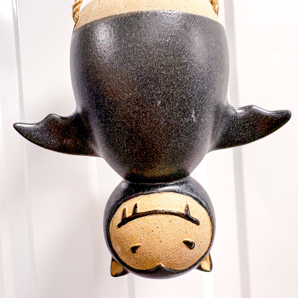 Upside down bat hanging planter pot