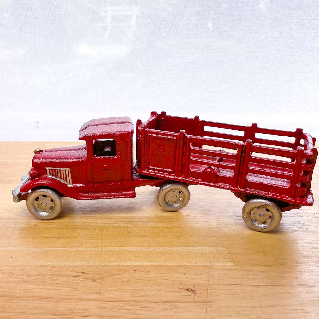 Cast iron vintage red country delivery truck