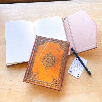 Hard cover flip open faux leather journal