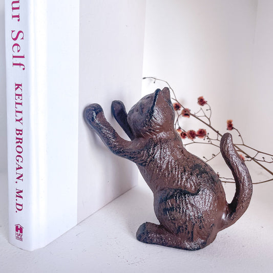 Cat cast iron vintage bookend