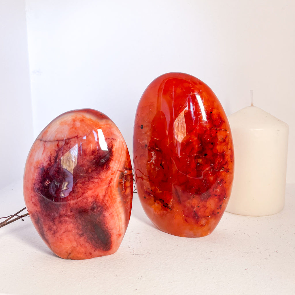 Carnelian crystal freeform statue