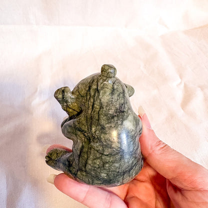 Serpentine panda crystal carving