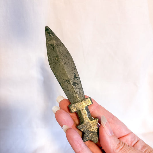 Pyrite sword knife athame crystal carving