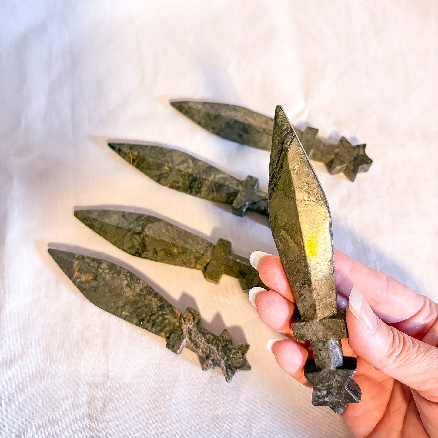 Pyrite sword knife athame crystal carving