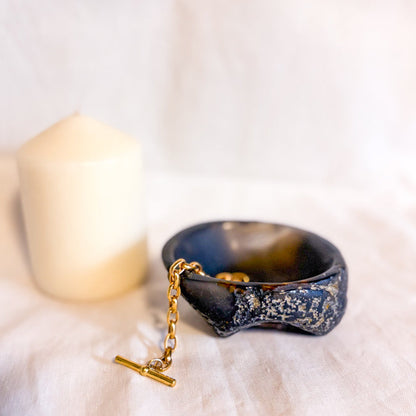 Natural black agate crystal slab bowl