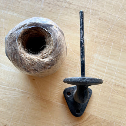 Vintage cast iron twine holder wall hook