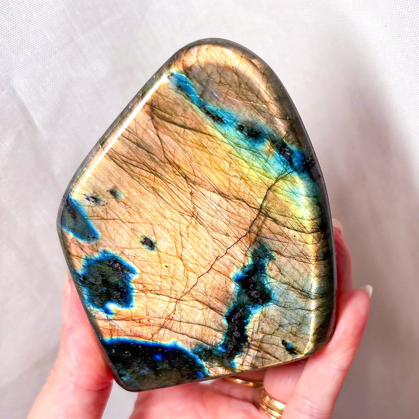 Labradorite golden crystal freeform statue