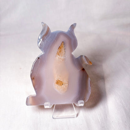 Natural Agate crystal kitty cat carving