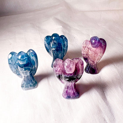 Fluorite crystal angel carving