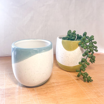 Coastal speckle ceramic planter pot - single or set