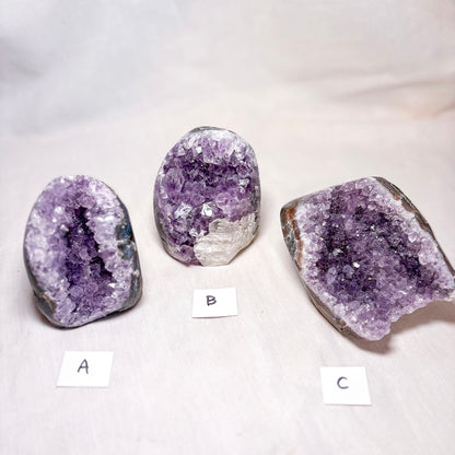 Polished edge amethyst crystal cluster cave 400-450g