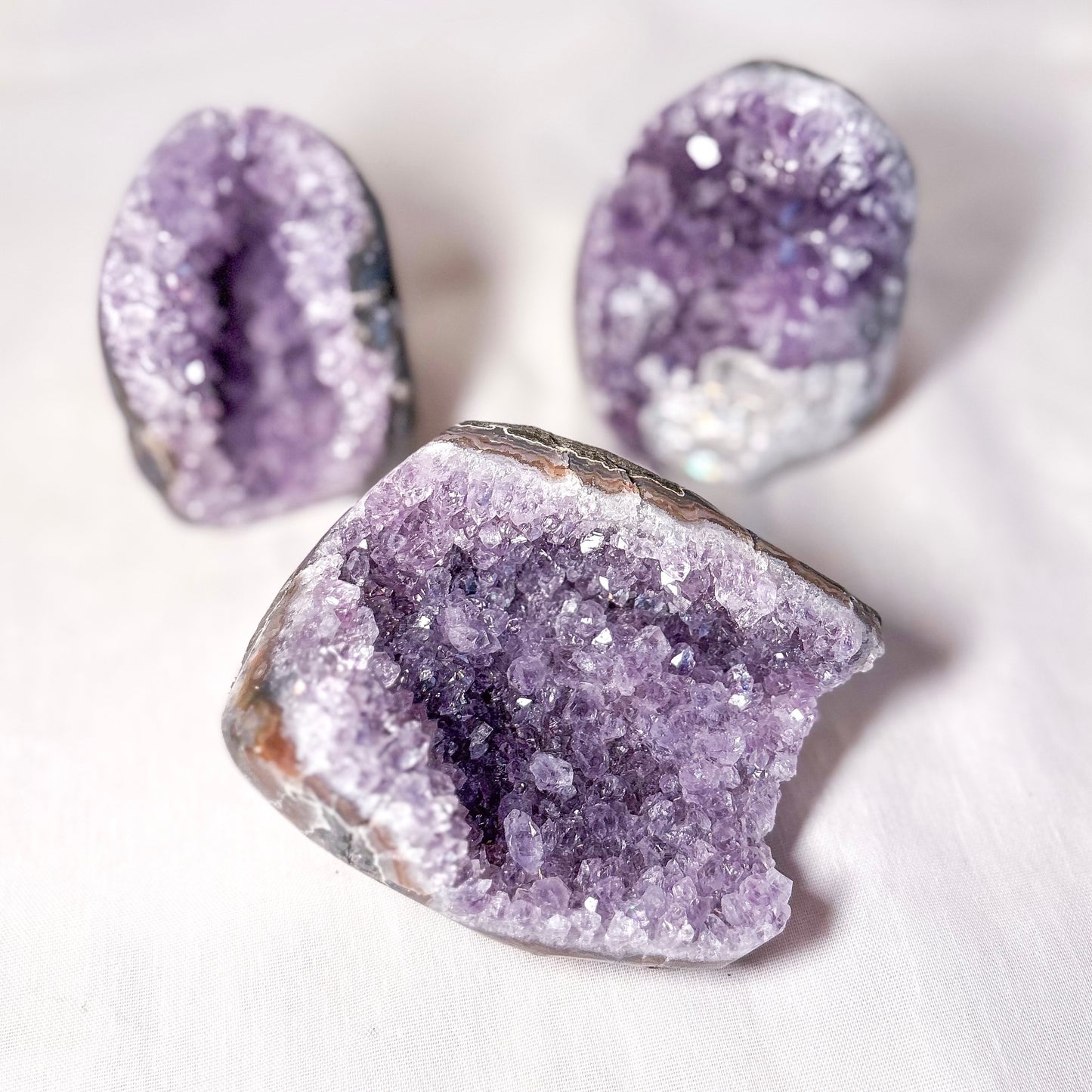 Polished edge amethyst crystal cluster cave 400-450g