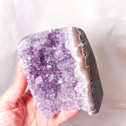 Polished edge amethyst crystal cluster cave 400-450g