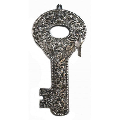 Pressed metal key shaped hook wall hanging