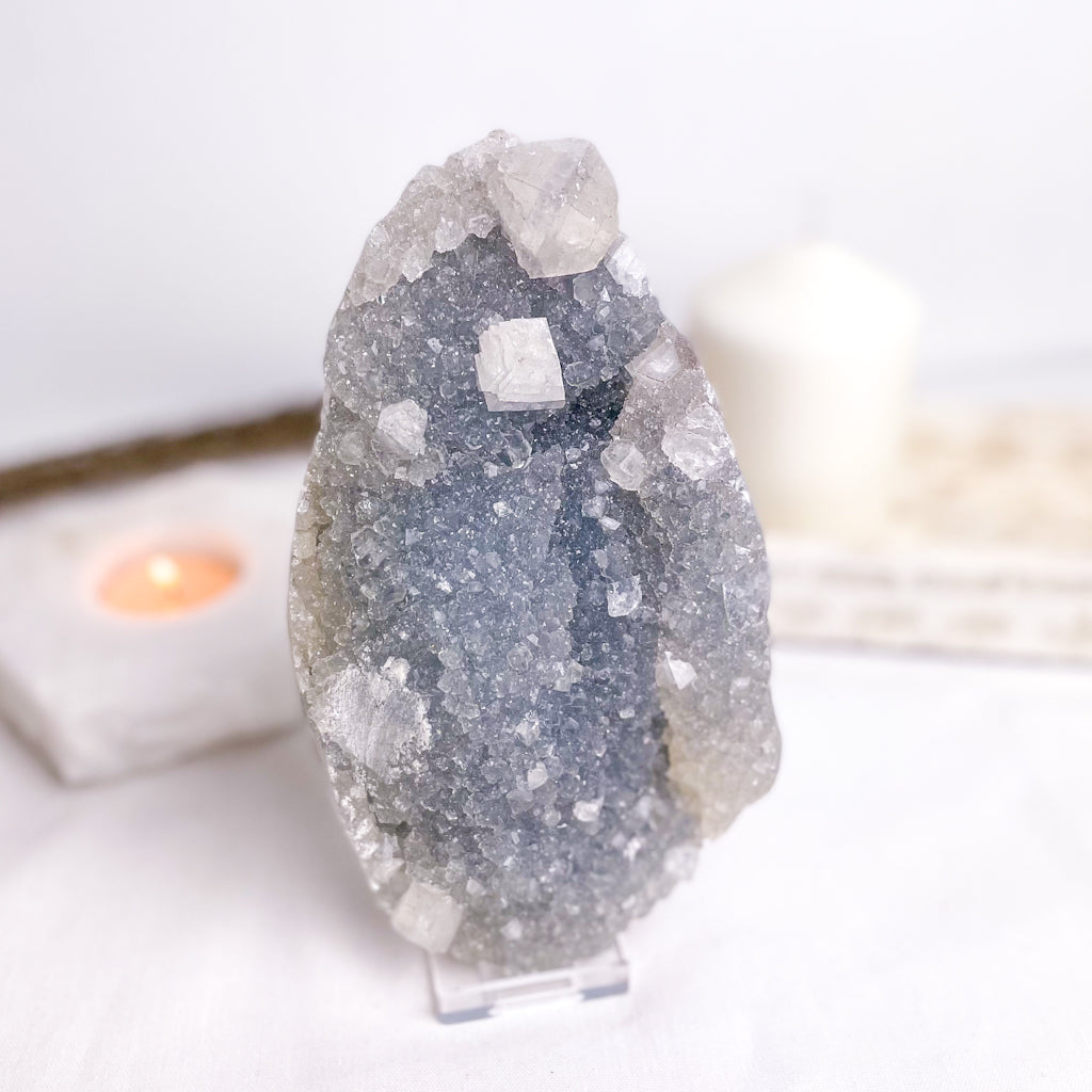 Apophyllite grey crystal cluster L