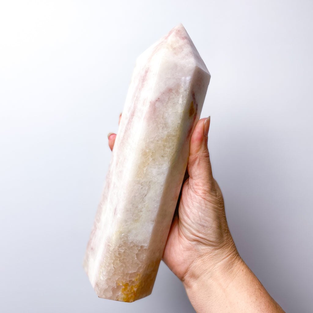 Rose calcite crystal pillar tower 1.3kg XL