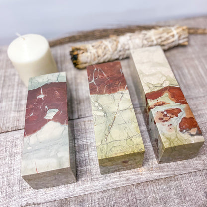 Picture jasper crystal pillar bookend