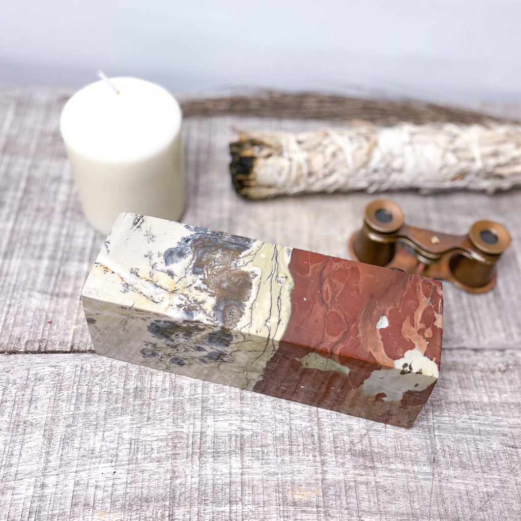Picture jasper crystal brick pillar bookend 1.7kg