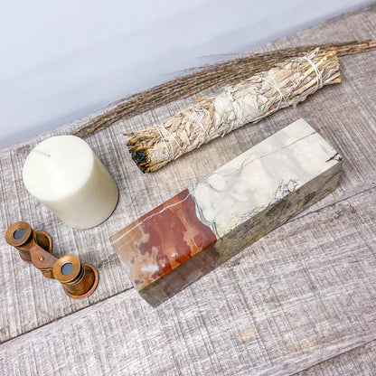 Picture jasper crystal pillar bookend 2kg