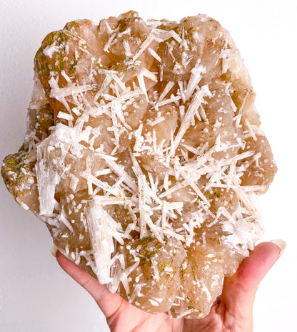 Peach stilbite + scolecite crystal cluster