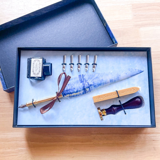 Feather calligraphy pen & wax seal gift set