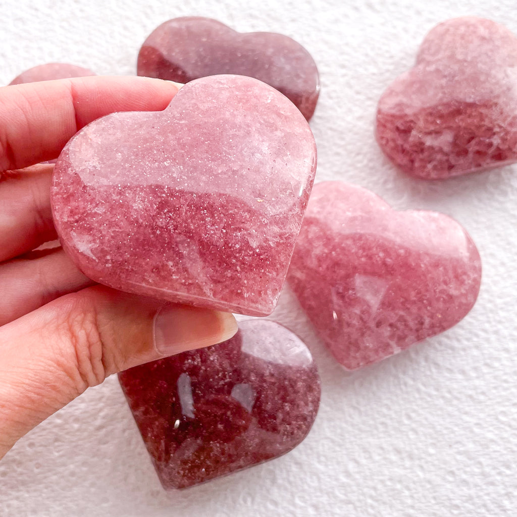 Strawberry quartz crystal heart