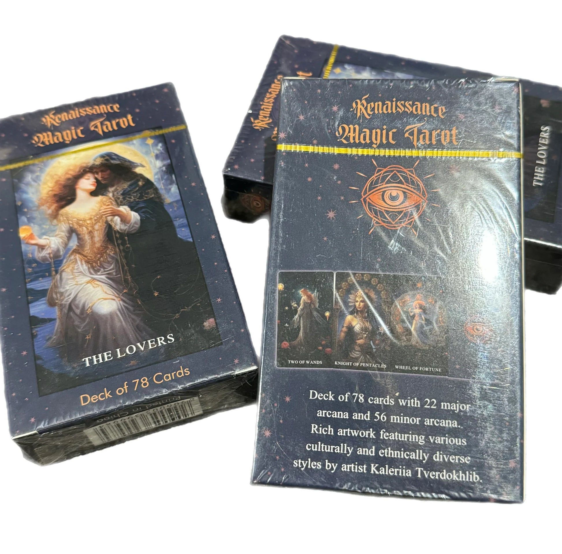 Two tarot card decks titled 'Renaissance Magic Tarot' on a white background