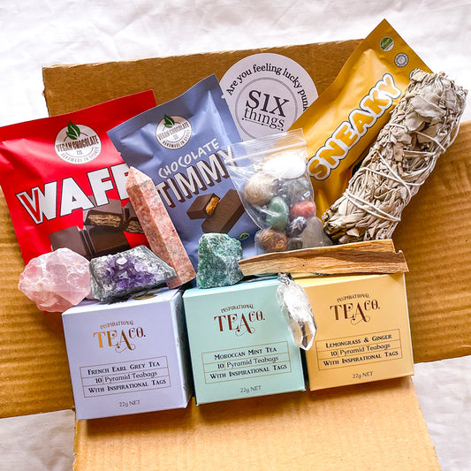 FAB MYSTERY GIFT BOX - vegan chocolate, crystals, tea and incense