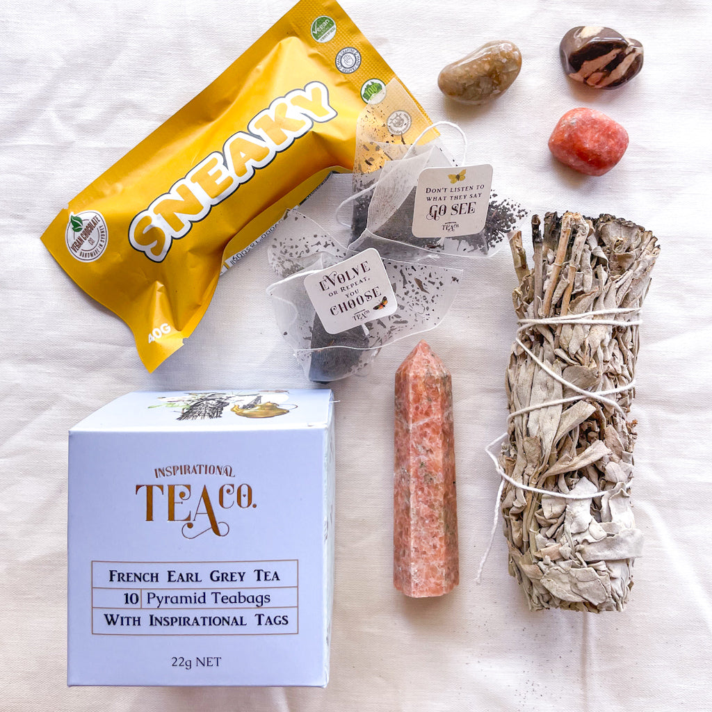 FAB MYSTERY GIFT BOX - vegan chocolate, crystals, tea and incense