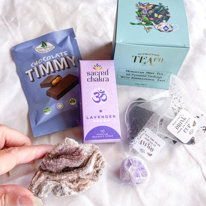 FAB MYSTERY GIFT BOX - vegan chocolate, crystals, tea and incense