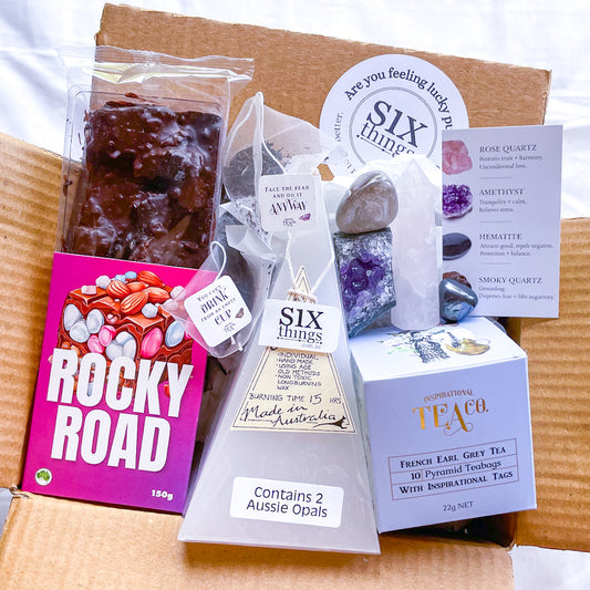 BESTIE GIFT BOX - dairy free chocolate, crystals, tea and candle