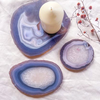 Agate slice crystal stone slab tray